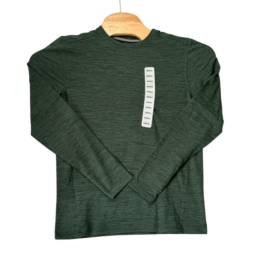 Mens Small Tech Crew‎ Long Sleeve Ivy Green Zip Pocket Performance Goprcore NWT